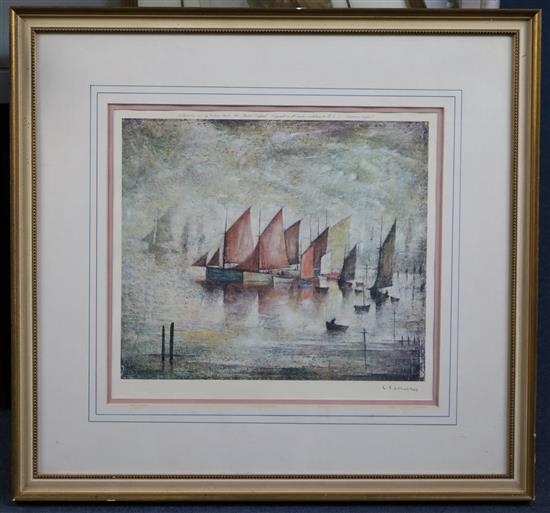 Lawrence Stephen Lowry (1887-1976) Sailing Boats, 12.5 x 14in.